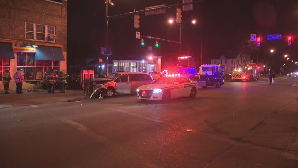 Police Car involved in crash on Chili Avenue hits local store; driver