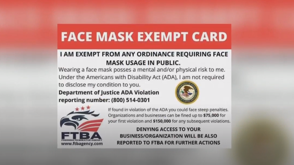 Department of Justice reiterates 'face mask exempt' cards are bogus KSNV