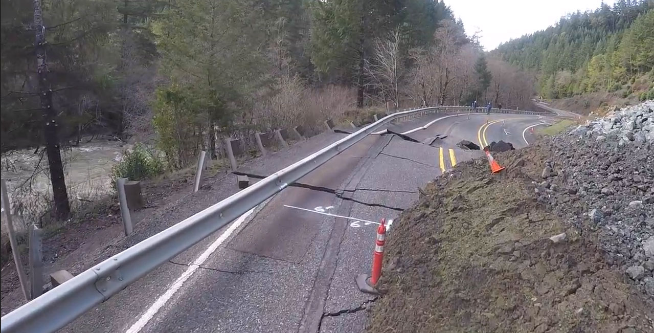 Aerial footage shows Hwy 42 landslide KVAL