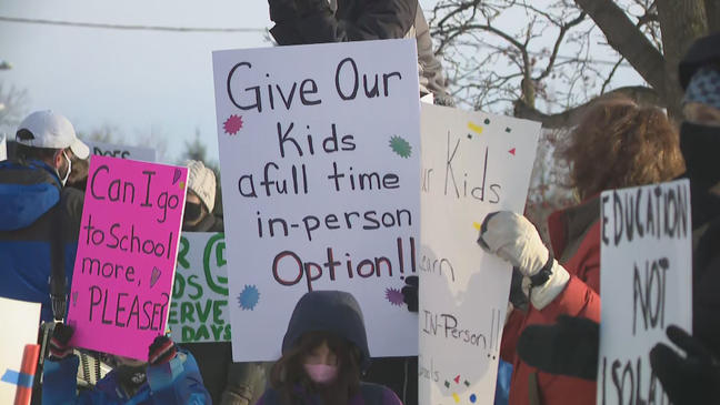Fayetteville-Manlius and Jamesville-DeWitt parents rally in favor of in-person learning
