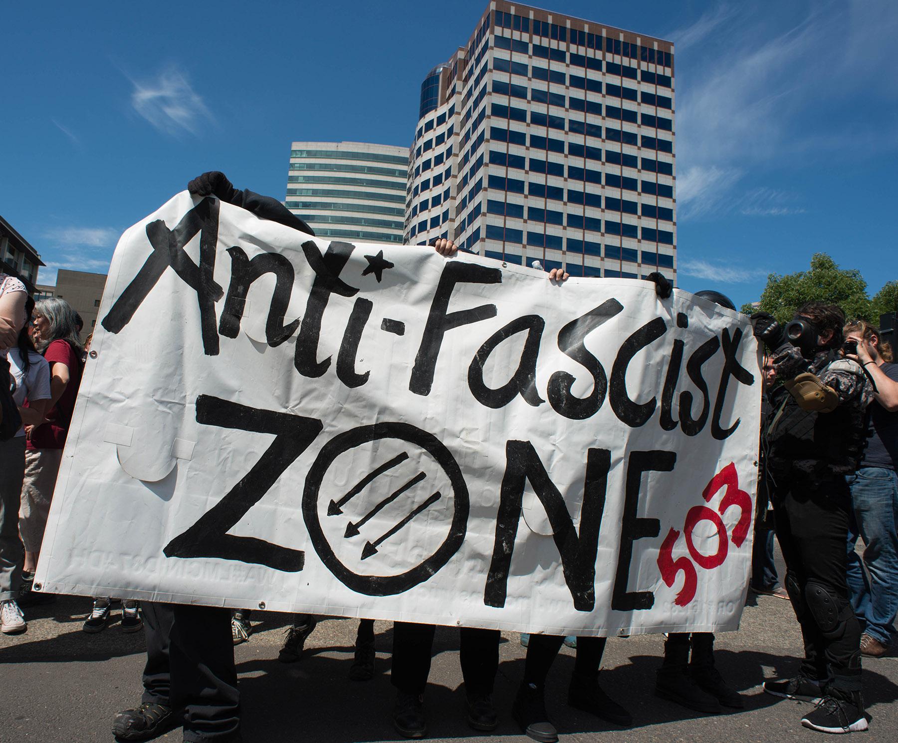 patriot prayer, antifa potesters face off at the